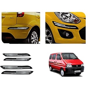 auto beast rubber car bumper protector guard with doublechrome strip compatible with maruti suzuki eeco car  car bumper protector set 4