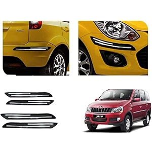 auto beast rubber car bumper protector guard with doublechrome strip compatible with mahindra xylo car  car bumper protector set 4