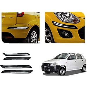 auto beast rubber car bumper protector guard with doublechrome strip compatible with maruti suzuki alto car  car bumper protector set 4