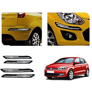 auto beast rubber car bumper protector guard with doublechrome strip compatible with volkswagen polo car  car bumper protector set 4