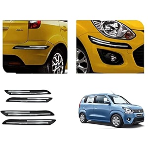 auto beast rubber car bumper protector guard with doublechrome strip compatible with maruti suzuki wagonr 2019 car  car bumper protector set 4