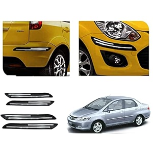 auto beast rubber car bumper protector guard with doublechrome strip compatible with city zx car  car bumper protector set 4