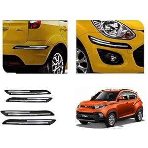 auto beast rubber car bumper protector guard with doublechrome strip compatible with mahindra kuv 100 car  car bumper protector set 4