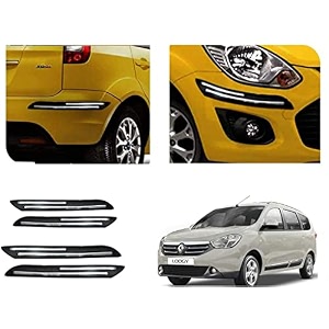 auto beast rubber car bumper protector guard with doublechrome strip compatible with renault lodgy car  car bumper protector set 4