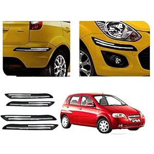 auto beast rubber car bumper protector guard with doublechrome strip compatible with uva old car  car bumper protector set 4