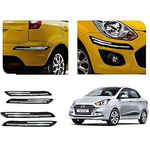 auto beast rubber car bumper protector guard with doublechrome strip compatible with xcent 2018 car  car bumper protector set 4