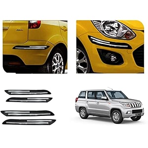 auto beast rubber car bumper protector guard with doublechrome strip compatible with mahindra tuv 300 plus car  car bumper protector set 4