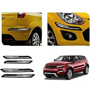 auto beast rubber car bumper protector guard with doublechrome strip compatible with land range rover evoque car  car bumper protector set 4