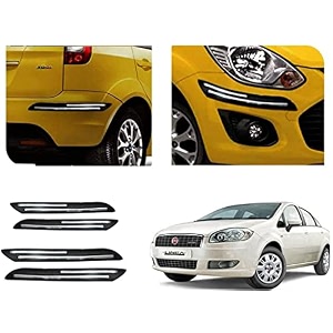 auto beast rubber car bumper protector guard with doublechrome strip compatible with linea classic car  car bumper protector set 4