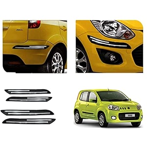auto beast rubber car bumper protector guard with double chrome strip compatible with novo uno car  car bumper protector set 4