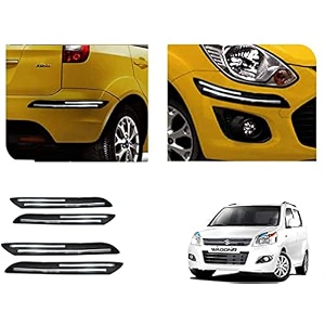 auto beast rubber car bumper protector guard with doublechrome strip compatible with maruti suzuki wagonr 2013 car  car bumper protector set 4
