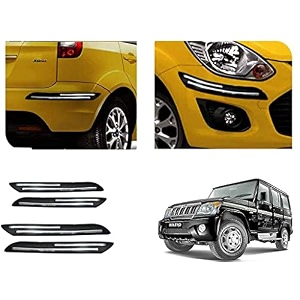 auto beast rubber car bumper protector guard with doublechrome strip compatible with mahindra bolero car  car bumper protector set 4