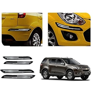 auto beast rubber car bumper protector guard with doublechrome strip compatible with trailblazer car  car bumper protector set 4