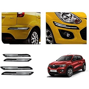 auto beast rubber car bumper protector guard with doublechrome strip compatible with renault kwid car  car bumper protector set 4