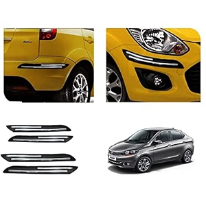 auto beast rubber car bumper protector guard with doublechrome strip compatible with tata tigor car  car bumper protector set 4