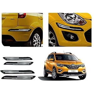 auto beast rubber car bumper protector guard with doublechrome strip compatible with renault triber car  car bumper protector set 4