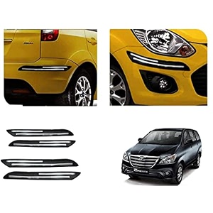 auto beast rubber car bumper protector guard with doublechrome strip compatible with toyota innova 2013 2015 car  car bumper protector set 4