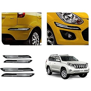 auto beast rubber car bumper protector guard with doublechrome strip compatible with toyota land cruiser prado car  car bumper protector set 4