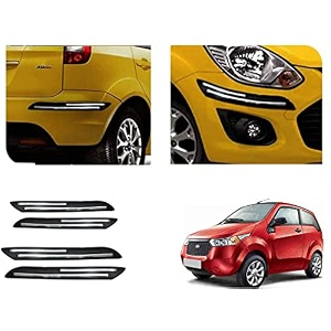auto beast rubber car bumper protector guard with doublechrome strip compatible with mahindra reva e20 car  car bumper protector set 4