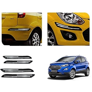 auto beast rubber car bumper protector guard with doublechrome strip compatible with compatible withd ecosport 2017 car  car bumper protector set 4
