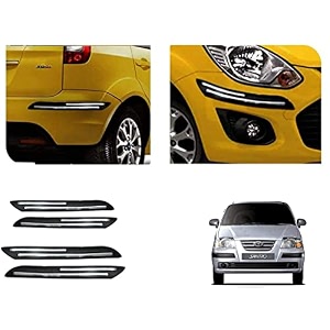 auto beast rubber car bumper protector guard with doublechrome strip compatible with santro car  car bumper protector set 4