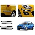 Auto Beast Rubber Car Bumper Protector Guard with DoubleChrome Strip Compatible with Nissan Micra Car | Car Bumper Protector Set 4
