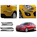 Auto Beast Rubber Car Bumper Protector Guard with Double Chrome Strip Compatible with Amaze 2018 Car | Car Bumper Protector Set 4