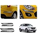Auto Beast Rubber Car Bumper Protector Guard with DoubleChrome Strip Compatible with Creta 2018 2019 Car | Car Bumper Protector Set 4