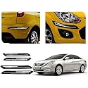 Auto Beast Rubber Car Bumper Protector Guard with DoubleChrome Strip Compatible with Sonata Embera Car | Car Bumper Protector Set 4