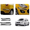 Auto Beast Rubber Car Bumper Protector Guard with DoubleChrome Strip Compatible with Skoda Rapid Car | Car Bumper Protector Set 4