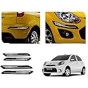 Auto Beast Rubber Car Bumper Protector Guard with DoubleChrome Strip Compatible with Nissan Micra Active Car | Car Bumper Protector Set 4
