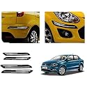 Auto Beast Rubber Car Bumper Protector Guard with DoubleChrome Strip Compatible with Volkswagen Ameo Car | Car Bumper Protector Set 4
