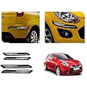 Auto Beast Rubber Car Bumper Protector Guard with DoubleChrome Strip Compatible with Renault Pulse Car | Car Bumper Protector Set 4