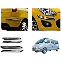 Auto Beast Rubber Car Bumper Protector Guard with DoubleChrome Strip Compatible with Tata Winger Car | Car Bumper Protector Set 4