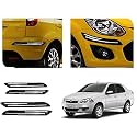 Auto Beast Rubber Car Bumper Protector Guard with Double Chrome Strip Compatible with Siena Car | Car Bumper Protector Set 4