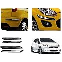 Auto Beast Rubber Car Bumper Protector Guard with Double Chrome Strip Compatible with Punto Car | Car Bumper Protector Set 4