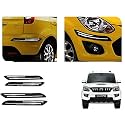 Auto Beast Rubber Car Bumper Protector Guard with DoubleChrome Strip Compatible with Mahindra Scorpio New Car | Car Bumper Protector Set 4