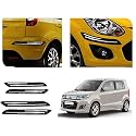 Auto Beast Rubber Car Bumper Protector Guard with DoubleChrome Strip Compatible with Maruti Suzuki Wagon R Stingray Car | Car Bumper Protector Set 4