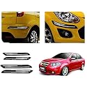 Auto Beast Rubber Car Bumper Protector Guard with DoubleChrome Strip Compatible with Aveo Car | Car Bumper Protector Set 4