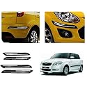 Auto Beast Rubber Car Bumper Protector Guard with DoubleChrome Strip Compatible with Skoda Fabia Car | Car Bumper Protector Set 4