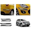 Auto Beast Rubber Car Bumper Protector Guard with DoubleChrome Strip Compatible with Mahindra XUV 500 Car | Car Bumper Protector Set 4