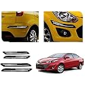 Auto Beast Rubber Car Bumper Protector Guard with DoubleChrome Strip Compatible with Toyota Yaris Car | Car Bumper Protector Set 4