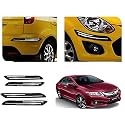 Auto Beast Rubber Car Bumper Protector Guard with DoubleChrome Strip Compatible with City Ivtec 2016 Car | Car Bumper Protector Set 4