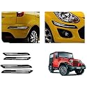 Auto Beast Rubber Car Bumper Protector Guard with DoubleChrome Strip Compatible with Mahindra Thar Car | Car Bumper Protector Set 4