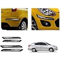 Auto Beast Rubber Car Bumper Protector Guard with DoubleChrome Strip Compatible with Nissan Sunny Car | Car Bumper Protector Set 4