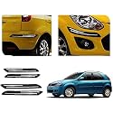 Auto Beast Rubber Car Bumper Protector Guard with DoubleChrome Strip Compatible with Mahindra Verito Vibe Car | Car Bumper Protector Set 4