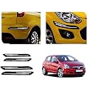 Auto Beast Rubber Car Bumper Protector Guard with Double Chrome Strip Compatible with Corsa Car | Car Bumper Protector Set 4