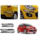 Auto Beast Rubber Car Bumper Protector Guard with DoubleChrome Strip Compatible with Nissan Micra 2015 Car | Car Bumper Protector Set 4