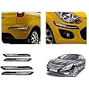 Auto Beast Rubber Car Bumper Protector Guard with DoubleChrome Strip Compatible with Sonata Fluidic Car | Car Bumper Protector Set 4