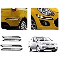 Auto Beast Rubber Car Bumper Protector Guard with DoubleChrome Strip Compatible with Mahindra Logan Car | Car Bumper Protector Set 4
